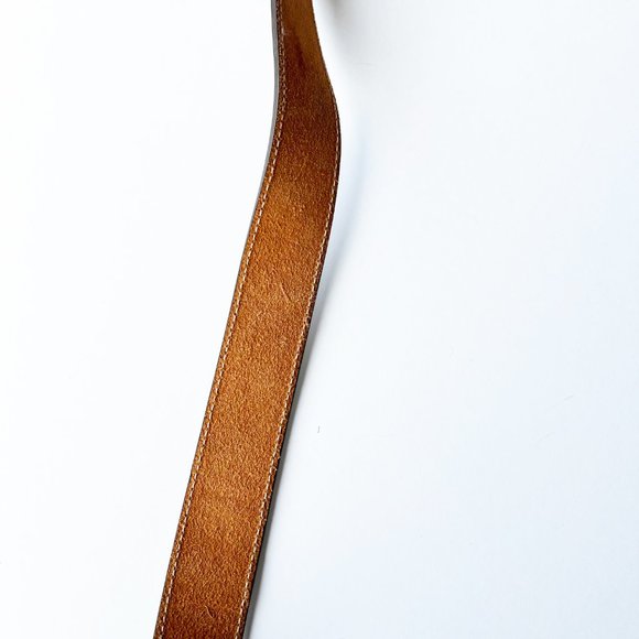 ✨3 for $15✨ M Monogram Brown Leather Belt with Gold Metal M Clasp - Picture 11 of 14